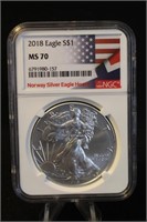 2018 MS70 1oz .999 Silver Eagle Certified