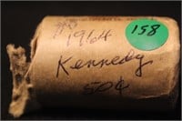 Roll of 1964 Silver Kennedy Half Dollars