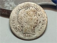 1912 silver Barber dime