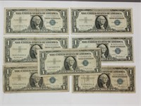 (7) 1957 $1 silver certificates