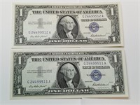 (2) consecutive high grade 1957 $1 silver