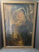 Vintage santo religious oil painting on canvas