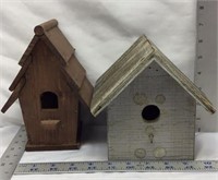 C4) TWO WOOD BIRD HOUSES
