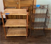 3 tiered shelves 
2’x12’x31.5” & folding metal