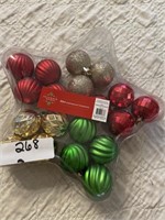 New 20 count ornaments red, green, gold