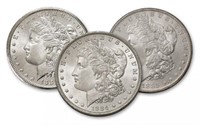 1883-84-85 O Mint BU Grade Morgan Silver Dollars