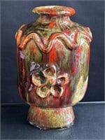 Vintage signed ceramic glazed vase