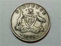 1951 Australia silver six pence