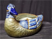Ceramic brass duck planter,