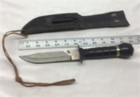 C1) OLDER BUCK KNIFE, STAINLESS STEEL WITH LEATHER