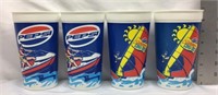 C4) FOUR TOTAL VINTAGE PEPSE PLASTIC CUPS, EARLY
