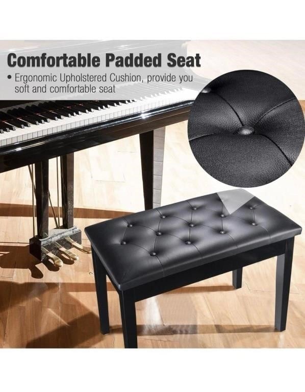 C4) BRAND NEW AW PIANO BENCH STOOL DUAL LEATHER