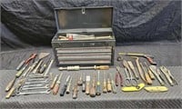 Craftsman metal tool box full of tools & misc.
