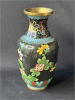 Vintage cloisonné enamel floral vase