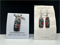 Greg Horner Native Alaskan jewelry set LOVEBIRDS