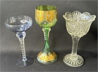 3 Vintage stemware glasses