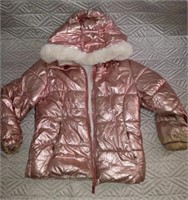 C9) Girls shiny winter coat, 7/8. Well loved.