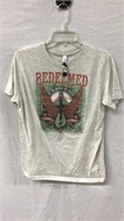 R2) WOMENS LARGE SHIRT, REDEEMED, SMALL STAIN