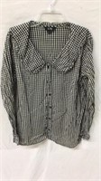 R2) WOMENS LTS SIZE 14 BLACK & WHITE CHECKED TOP