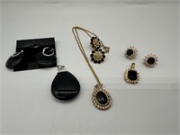 Black/Gold Silver Cocktail Jewelry Sets