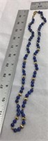 OF) BLUE AND GOLD COLORED BEADED NEACKLACE, 26"