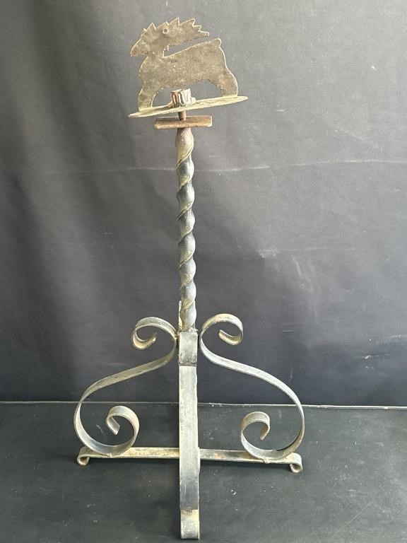 Vintage wrought iron outdoor candlestick holder