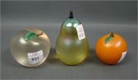 Lot of Three Orient and Flume Fruit Paperweights