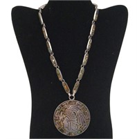 Jose Anton Taxco Inlaid Malachite Silver necklace