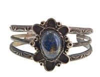 Native Blue Lapis Lazuli silver bracelet