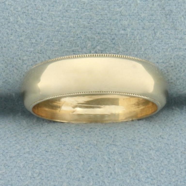 Milgrain Beaded Edge Wedding Band Ring in 14k Yell