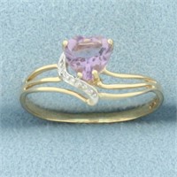Heart Rose De France Amethyst and Diamond Ring in
