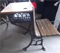 Antique Milwaukee Cast Iron School Desk