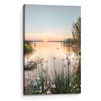 double trees Lake Sunset Wall Art Canvas: Nature