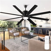 Kristoff 66" Large Ceiling Fan with Light & Remote