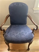 Blue Damask Upholstered Chair B