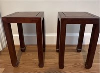Two Solid Wood Pedestal Tables