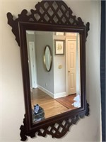 Lattice Style Wood Framed Mirror