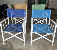Four Metal and Canvas Outdoor Folding Chairs