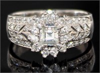 Platinum Natural Asscher Cut Diamond Ring