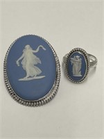 925 Silver Wedgewood Ring Size 5 and 925 Silver