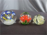 (3) Art Glass Paperweights