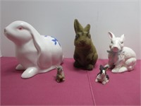 *VTG Rabbit Bunny Lot Brown Felt Enesco Easter