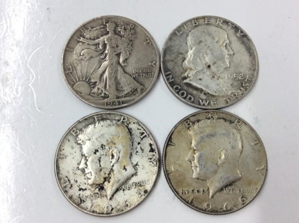 U S A Half Dollars 1941, 52, 64, 66