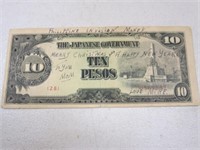 1940's Philippine Invasion 10 Pesos Sent Home To