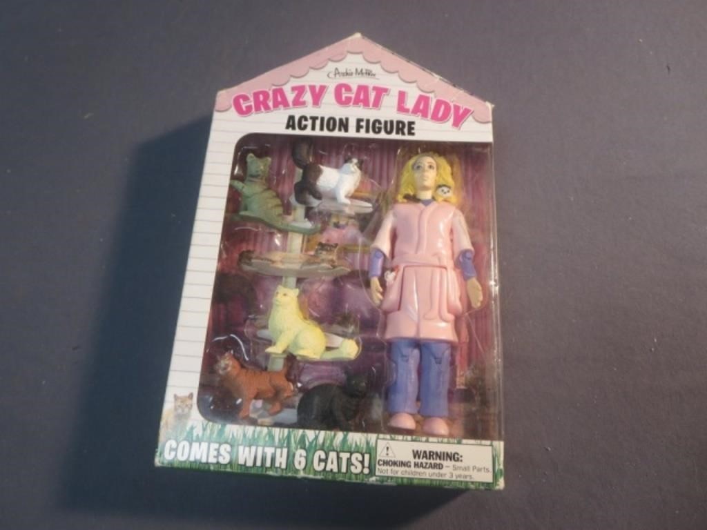 Crazy Cat Lady Action Figure Comes With 6 Cats