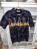 Pacific Ledged Size Medium Shirt With Guitars