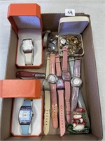 MISC COSTUME JEWELRY LOT WITH WATCHES