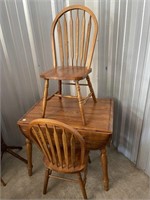 OAK DROP LEAF TABLE WITH 2 CHAIRS