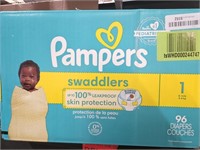 96CT SIZE 1 PAMPERS SWADDLERS DIAPERS