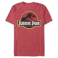 Jurassic Park Logo Men's T-Shirt, Red Heather,